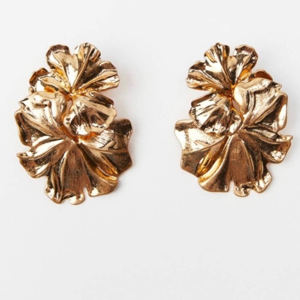 Zara bohemian metallic floral earrings